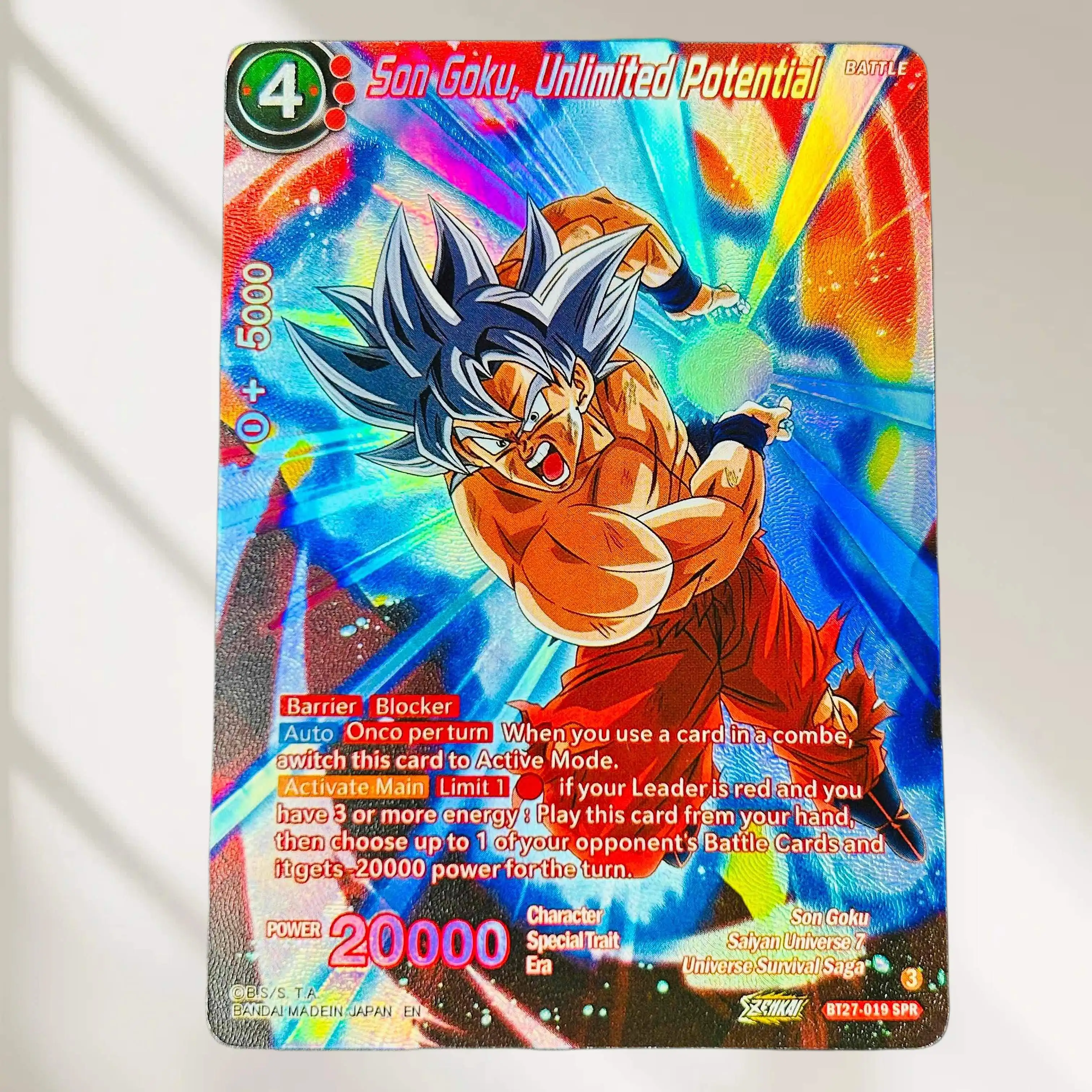 DIY Dragon Ball Son Goku Unlimited Potential BT27-019 SPR English Gold Foil Texture Flash Card Classic Anime Collectible TCG
DIY Dragon Ball Son Goku Unlimited Potential BT27-019 SPR English Gold Foil Texture Flash Card Classic Anime Collectible TCG