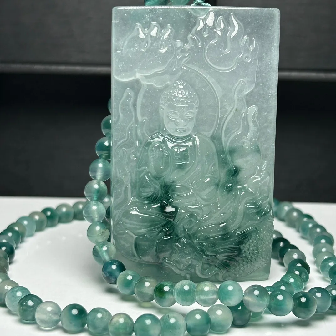 Certified Nature Green Jade Jadeite Carved Buddha Dragon Pendant&Necklace
Certified Nature Green Jade Jadeite Carved Buddha Dragon Pendant&Necklace