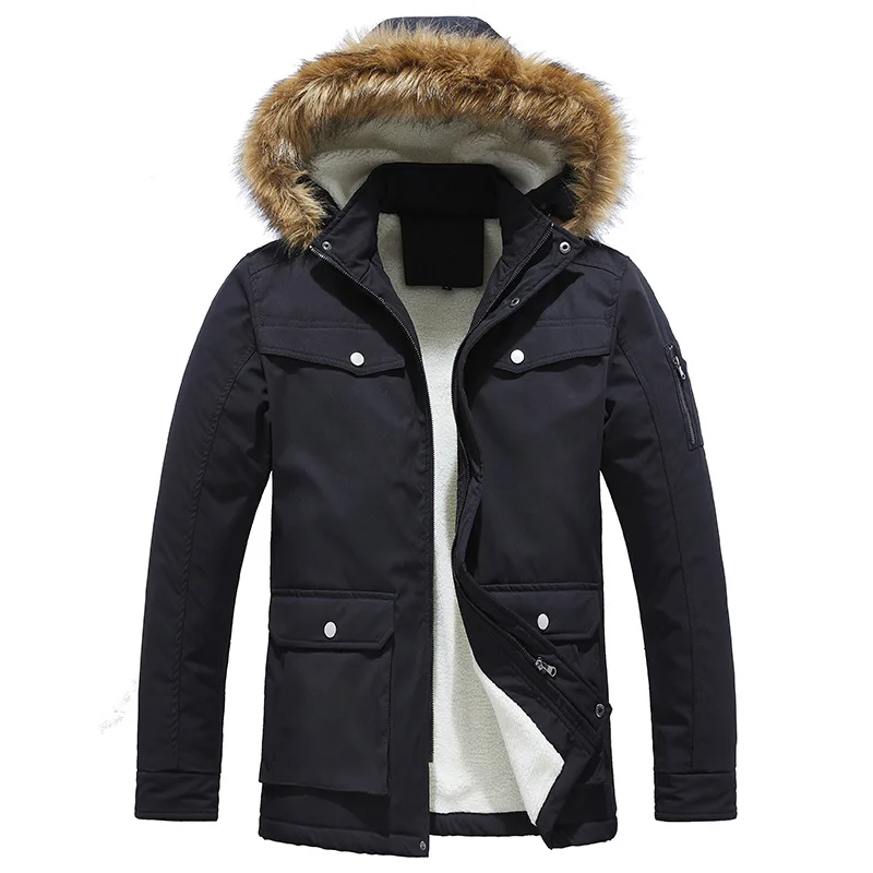 Hooded Long Outdoor Jakcket Winter Parkas Plush Fur Collar Wool Liner Hooded Jacket Snow Parkas Men Padded Cotton Fleece Coat
Hooded Long Outdoor Jakcket Winter Parkas Plush Fur Collar Wool Liner Hooded Jacket Snow Parkas Men Padded Cotton Fleece Coat