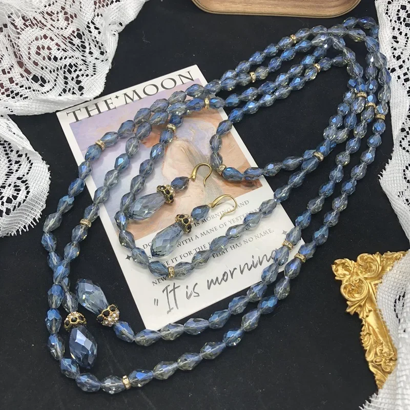Vintage Medieval Jewelry Set for Women Blue Bead Loop Long Sweater Chain Earrings Elegant Wedding Fashion Accessories
Vintage Medieval Jewelry Set for Women Blue Bead Loop Long Sweater Chain Earrings Elegant Wedding Fashion Accessories