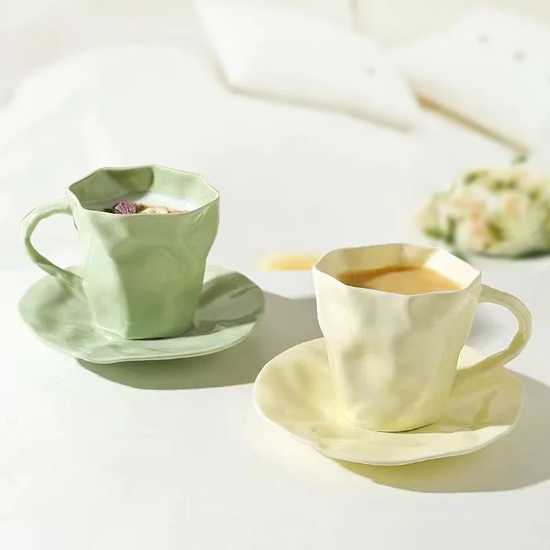 Couple Coffee Cup Saucer Set Irregular Ceramic Modern Daily Use
Couple Coffee Cup Saucer Set Irregular Ceramic Modern Daily Use