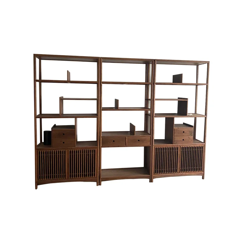 New Chinese style, North American black walnut bogu shelf, Song-style aesthetics, Zen bookcase 
New Chinese style, North American black walnut bogu shelf, Song-style aesthetics, Zen bookcase