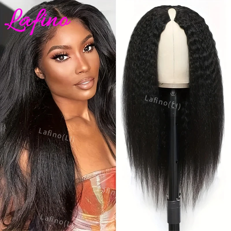 Kinky Straight V Part Wig Glueless Human Hair Wig for Women 30 Inch Natural Black Color No Leave Out Yaki Straight Hair Wig 3
Kinky Straight V Part Wig Glueless Human Hair Wig for Women 30 Inch Natural Black Color No Leave Out Yaki Straight Hair Wig 3