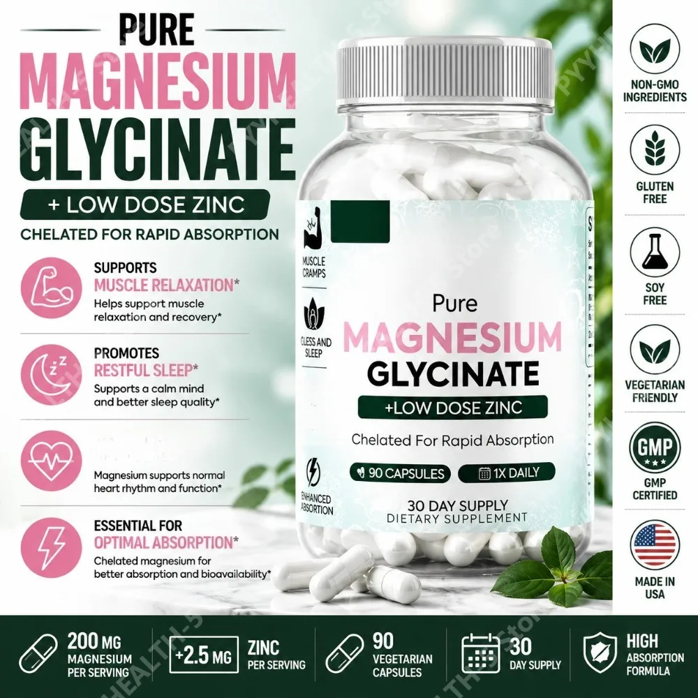 Magnesium Glycinate with Zinc Capsules 275mg, 90 Count Vegan Friendly Chelated Mineral Supplement Daily Support for Adults
Magnesium Glycinate with Zinc Capsules 275mg, 90 Count Vegan Friendly Chelated Mineral Supplement Daily Support for Adults