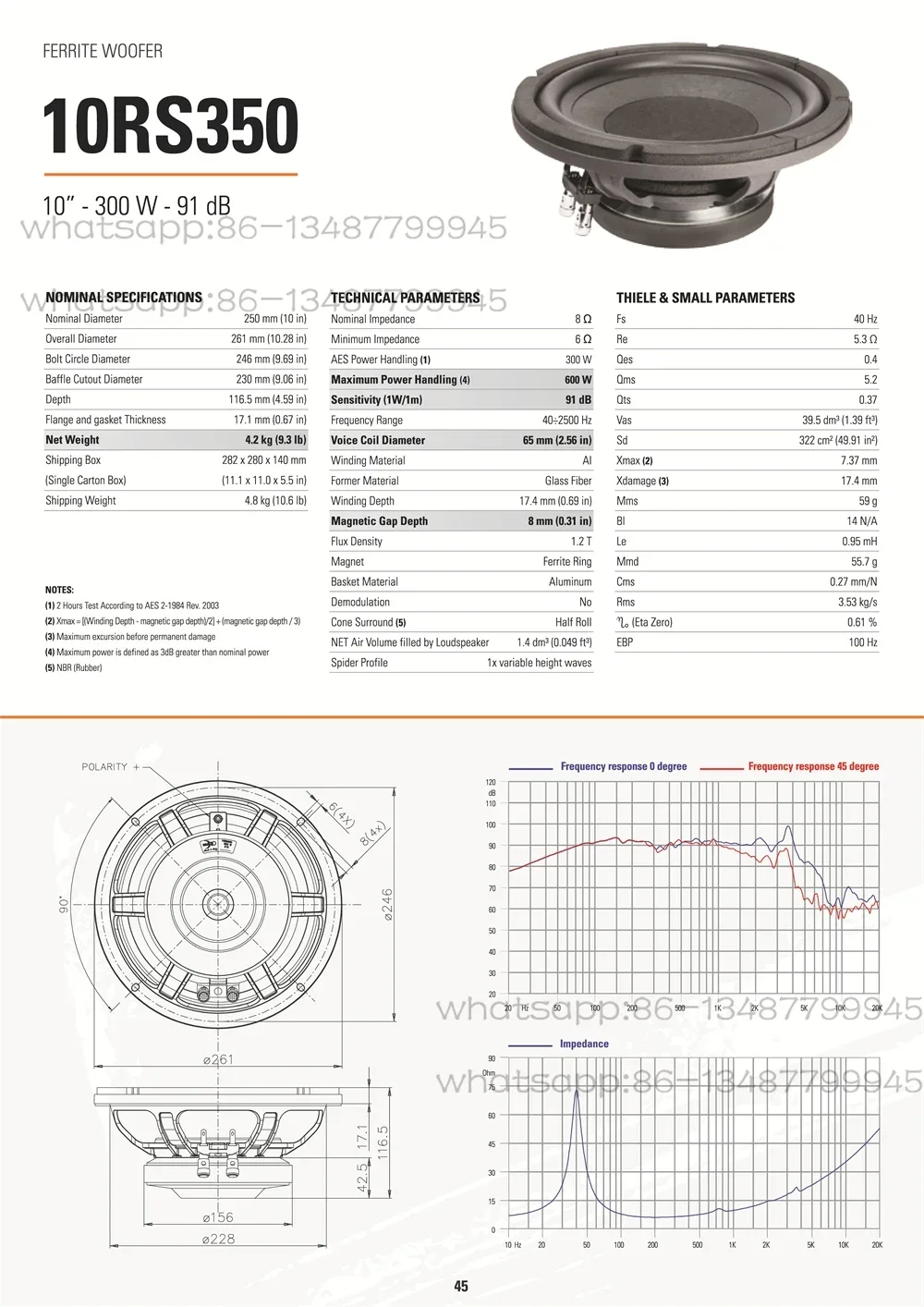 Faital Speakers Original Italiy 10RS350 10"-300W-91dB 10 Inch Woofer Unit Voice Coil 65mm Ferrite Woofer 8Ω 1PCS
Faital Speakers Original Italiy 10RS350 10"-300W-91dB 10 Inch Woofer Unit Voice Coil 65mm Ferrite Woofer 8Ω 1PCS