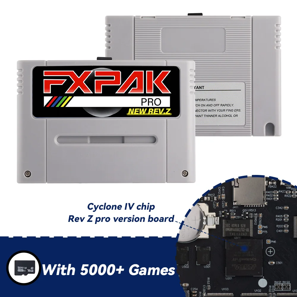 Rev. Z FXPAK Version Pro 5000 in 1 For SNES 16 Bit Video Game Console with 16G Card Gift FOR Cyclone Chip
Rev. Z FXPAK Version Pro 5000 in 1 For SNES 16 Bit Video Game Console with 16G Card Gift FOR Cyclone Chip