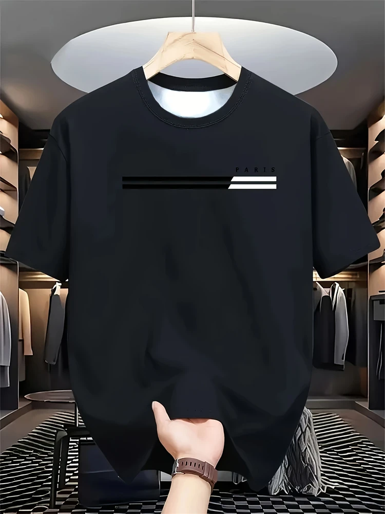 Мужская повседневная летняя футболка с парижским принтом, круглым вырезом и короткими рукавами, удобная и модная черная повседневная футболка для мужчин 
Мужская повседневная летняя футболка с парижским принтом, круглым вырезом и короткими рукавами, удобная и модная черная повседневная футболка для мужчин