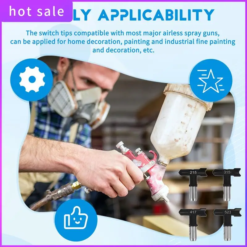 A26I-4Pcs Reversible Airless Paint Sprayer Nozzle Tips, Airless Sprayer Spraying Machine Parts(215,315,417,523)
A26I-4Pcs Reversible Airless Paint Sprayer Nozzle Tips, Airless Sprayer Spraying Machine Parts(215,315,417,523)