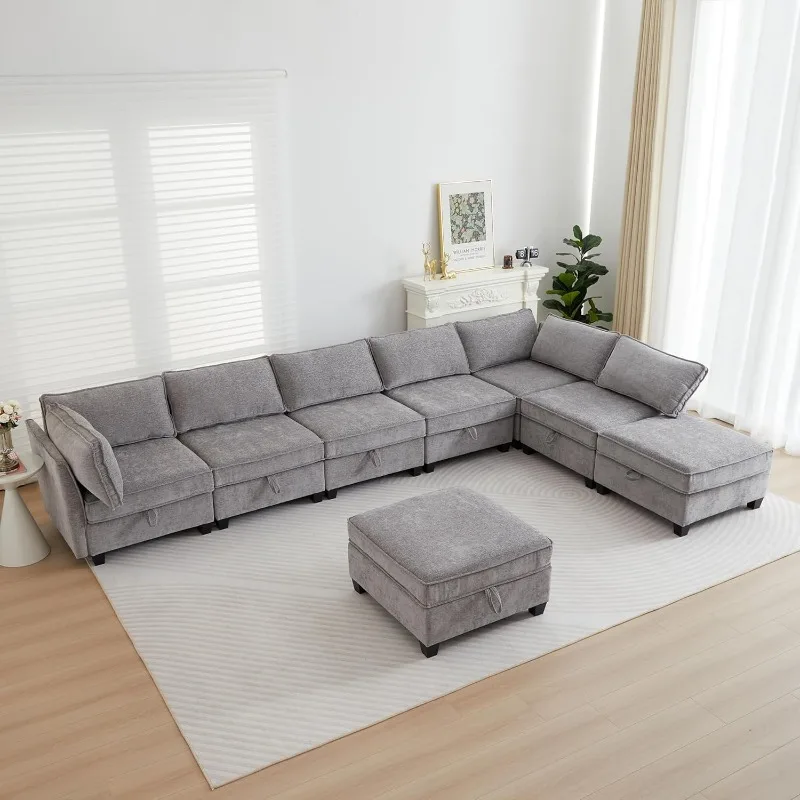Modular Sectional Sofa Set, Convertible U Shaped Couch with Storage, 8 Seater Sofa Modular with Ottomans and Reversibl
Modular Sectional Sofa Set, Convertible U Shaped Couch with Storage, 8 Seater Sofa Modular with Ottomans and Reversibl