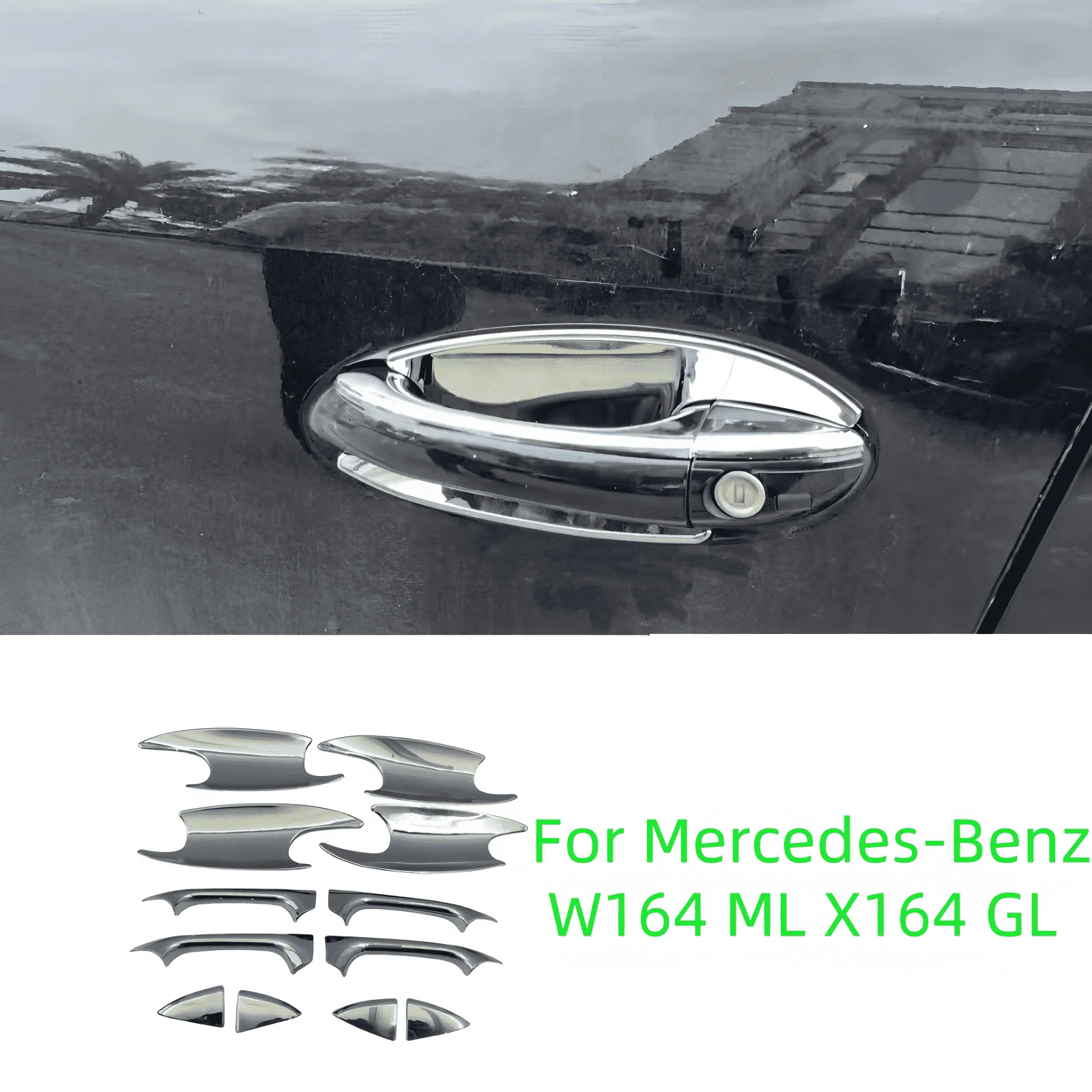 ABS Chrome Silver Door Handle Cover Trim For Mercedes Benz ML GL Class W164 X164 ML350 ML450 ML500 2006-2011
ABS Chrome Silver Door Handle Cover Trim For Mercedes Benz ML GL Class W164 X164 ML350 ML450 ML500 2006-2011