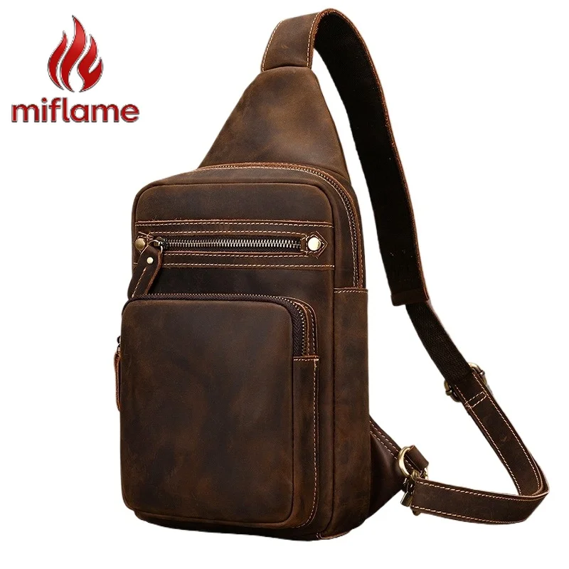 Men's Sling Bag Crossbody Chest Bag Crazy Horse Leather Large Capacity Casual Shoulder Pack Fits High Quality
Men's Sling Bag Crossbody Chest Bag Crazy Horse Leather Large Capacity Casual Shoulder Pack Fits High Quality