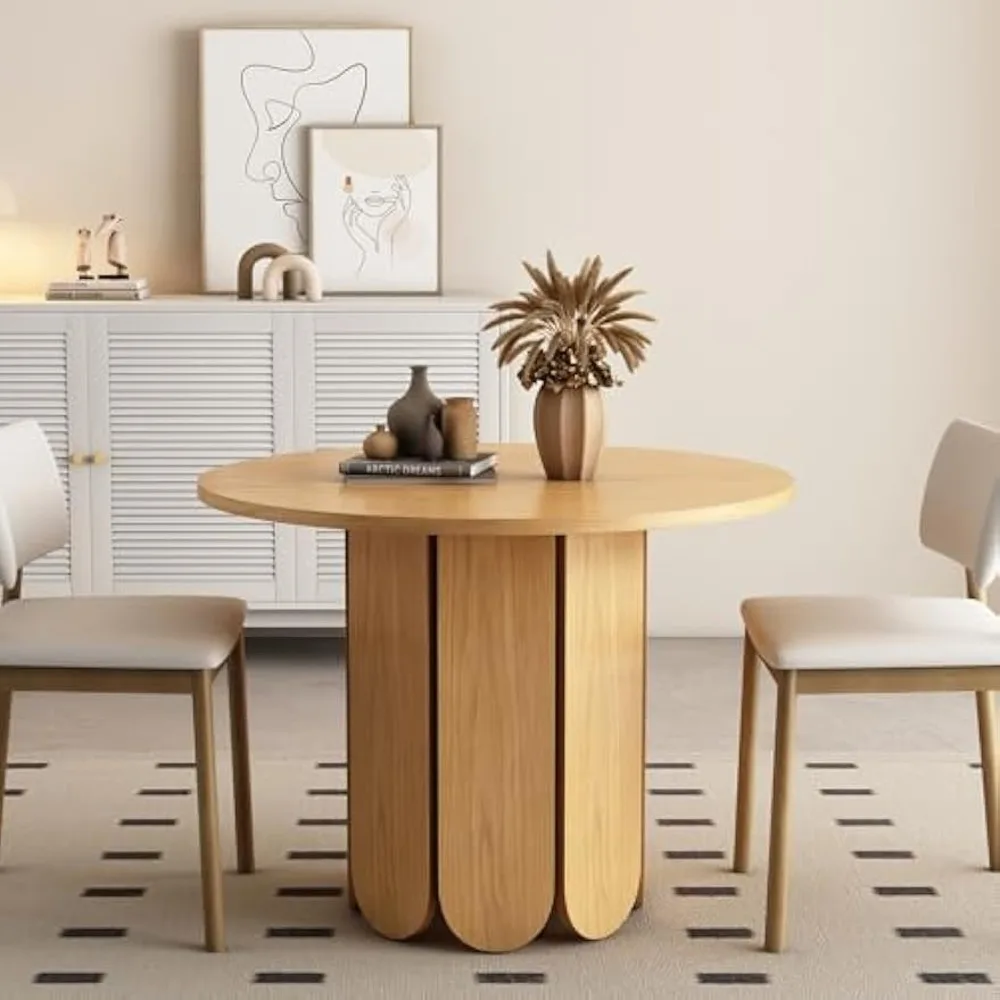 35 Inch Round Dining Table for 2-3 People, Modern Farmhouse Table with Wooden Petal Base for Living Room
35 Inch Round Dining Table for 2-3 People, Modern Farmhouse Table with Wooden Petal Base for Living Room