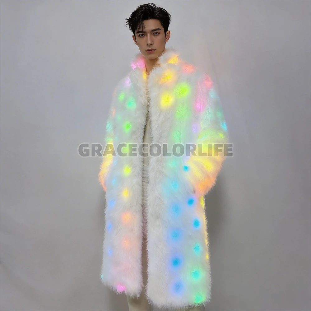 Full Color LED Light up Faux Fur Long Jacket Glowing LED Coat Men Women Rave Festival Nightclub Party Wear
Full Color LED Light up Faux Fur Long Jacket Glowing LED Coat Men Women Rave Festival Nightclub Party Wear