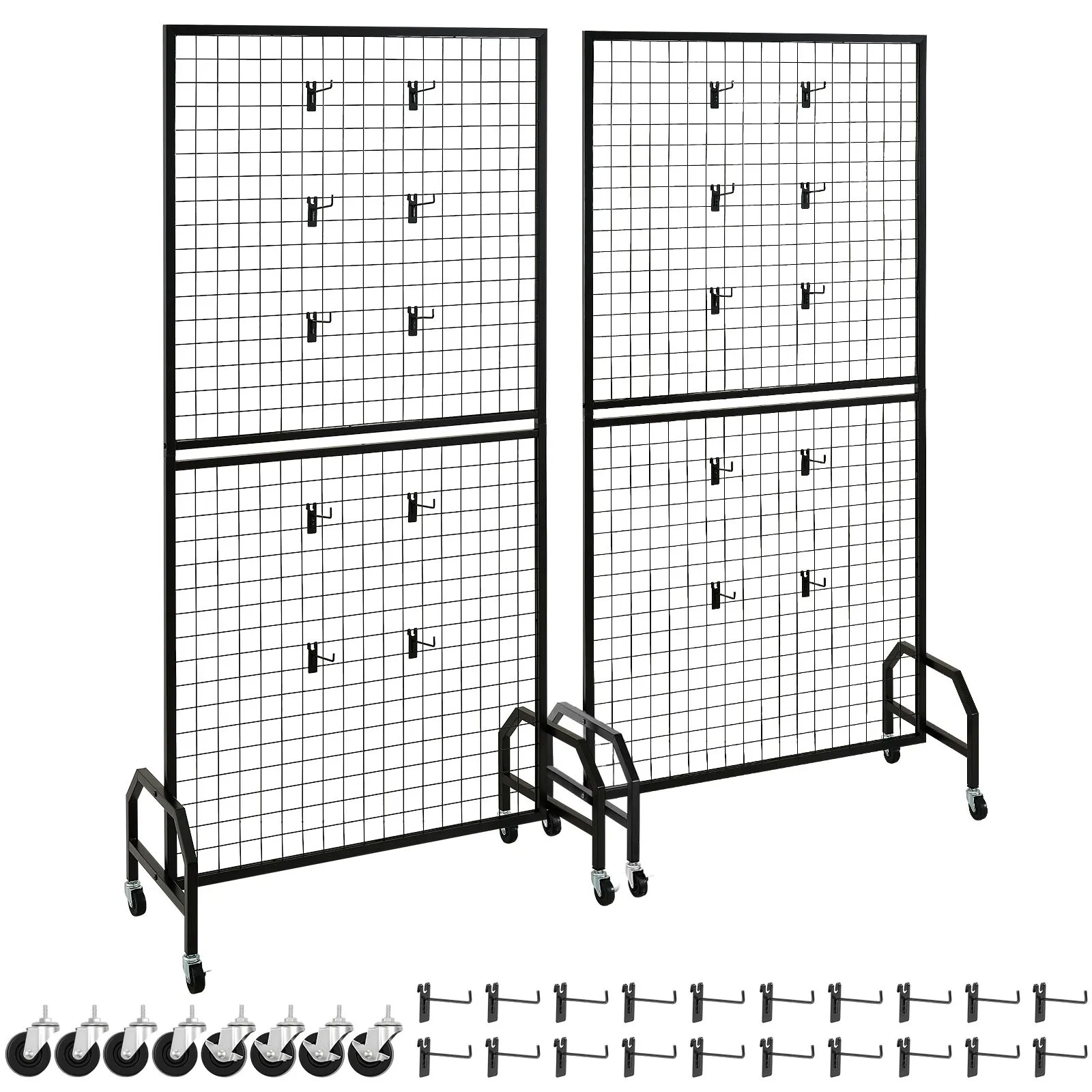 2-Pack Grid Wall Panels 2.9 x 5.9ft Wire Display Rack with Wheels & Hooks
2-Pack Grid Wall Panels 2.9 x 5.9ft Wire Display Rack with Wheels & Hooks