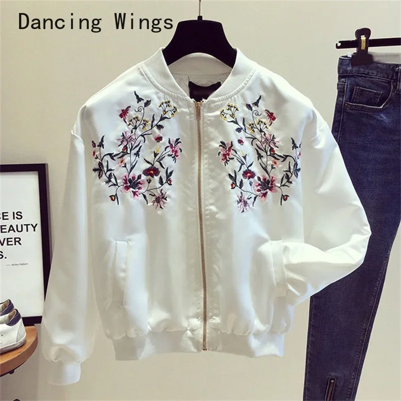 Japan Style Floral Embroidery Women Bomber Jacket Black White Stand Collar Streetwear Baseball Coat
Japan Style Floral Embroidery Women Bomber Jacket Black White Stand Collar Streetwear Baseball Coat