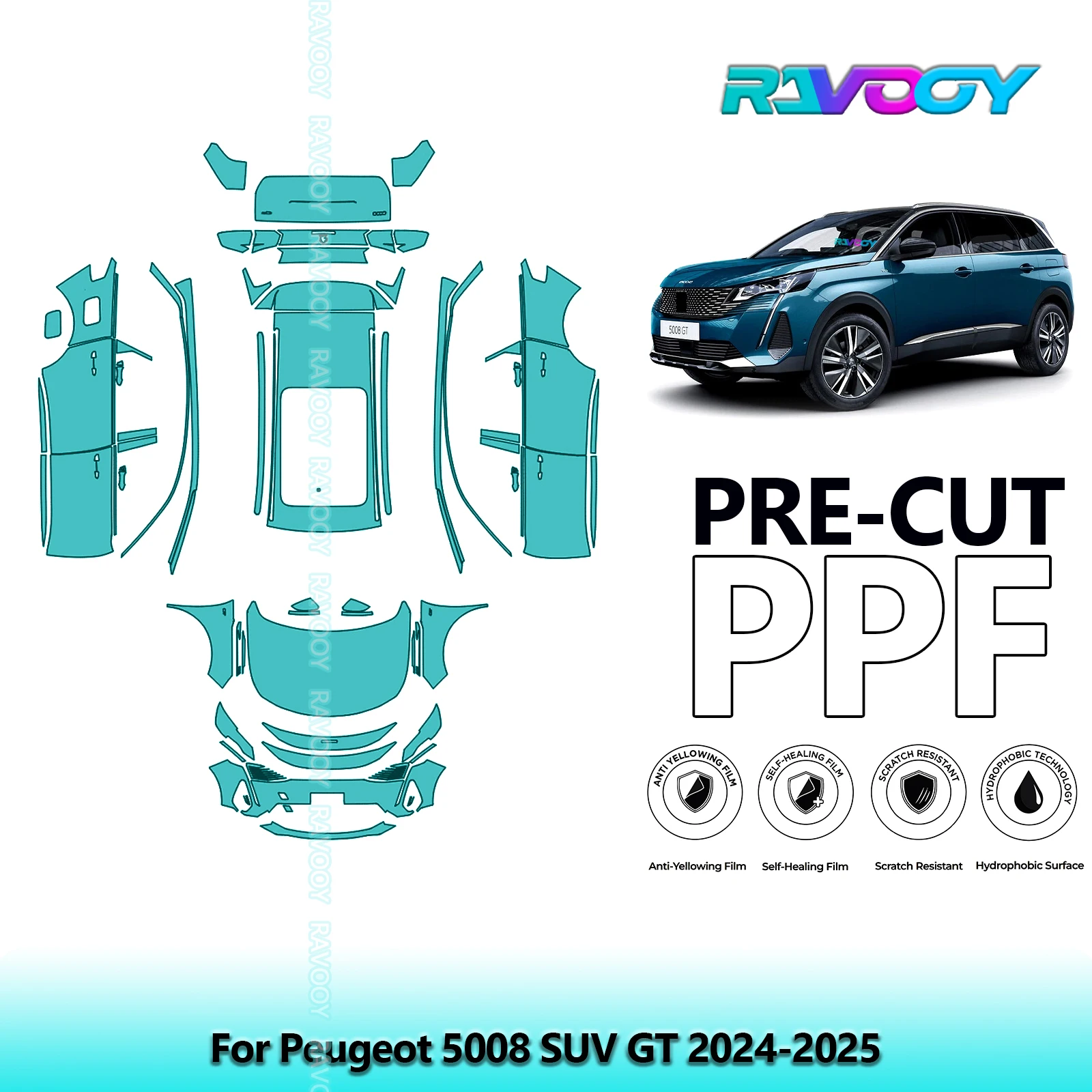 Full Vehicle Clear Bra Precut PPF Paint Protection Film For Peugeot 5008 SUV GT 2024-2025
Full Vehicle Clear Bra Precut PPF Paint Protection Film For Peugeot 5008 SUV GT 2024-2025