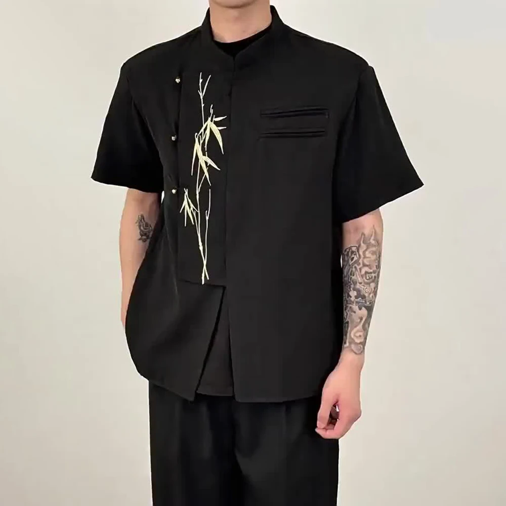 Mens Bamboo Embroidered Casual Shirt Summer Streetwear Fashion Youth Campus Versatile Short Sleeve Top Men'S Clothing 2026 New
Mens Bamboo Embroidered Casual Shirt Summer Streetwear Fashion Youth Campus Versatile Short Sleeve Top Men'S Clothing 2026 New