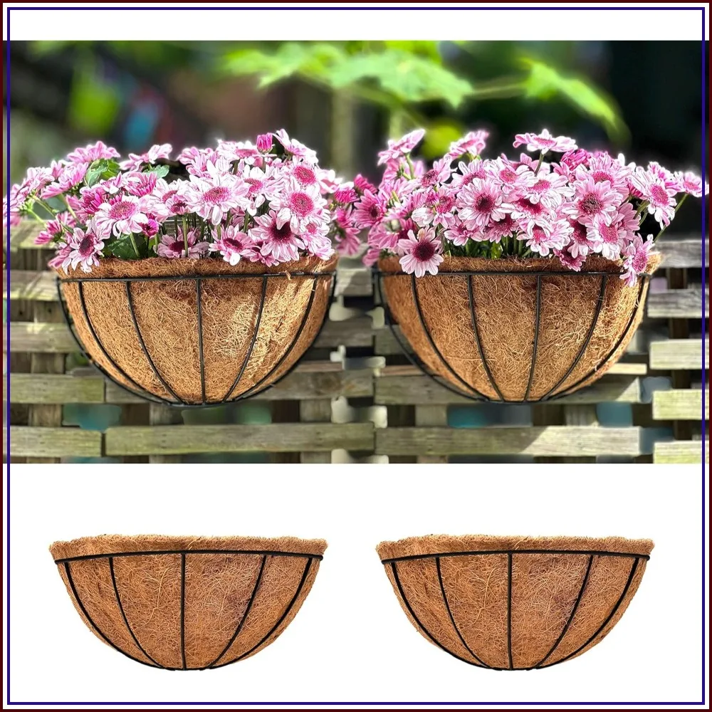 12" Wall Hanging Planters 2 Pack with Coco Liners, Metal Wire Flower Baskets for Outdoor Garden Fence Balcony
12" Wall Hanging Planters 2 Pack with Coco Liners, Metal Wire Flower Baskets for Outdoor Garden Fence Balcony