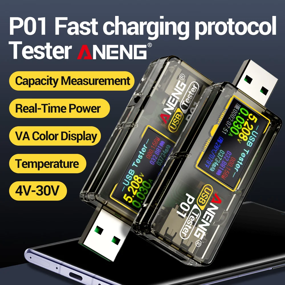 ANENG P01 Digital USB Tester Display DC Voltage Ammeter Power Meter DC 4-30V Voltmeter Ammeter Charger Capacity Multi-function
ANENG P01 Digital USB Tester Display DC Voltage Ammeter Power Meter DC 4-30V Voltmeter Ammeter Charger Capacity Multi-function