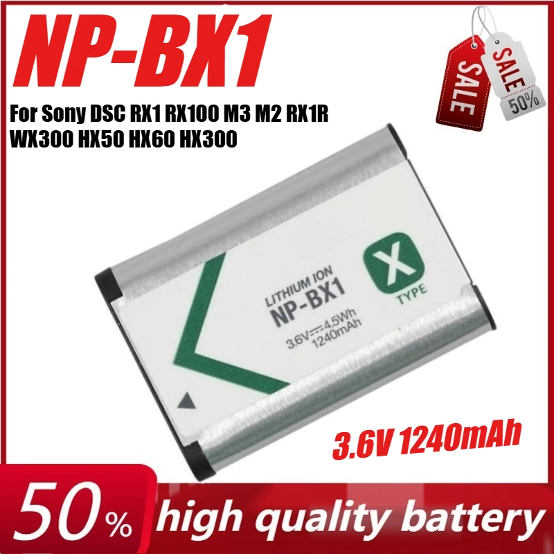 3.6V 1240mAh NP-BX1 NPBX1 BX Camera Battery for Sony DSC RX1 RX100 M3 M2 RX1R WX300 HX50 HX60 HX300 HX400 AS15 WX350
3.6V 1240mAh NP-BX1 NPBX1 BX Camera Battery for Sony DSC RX1 RX100 M3 M2 RX1R WX300 HX50 HX60 HX300 HX400 AS15 WX350