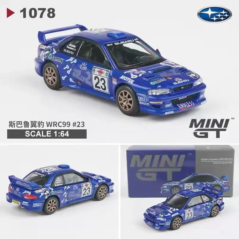 MINIGT 1:64 1078 Subaru Impreza WRC99 Athens Rally, модель автомобиля из сплава
MINIGT 1:64 1078 Subaru Impreza WRC99 Athens Rally, модель автомобиля из сплава