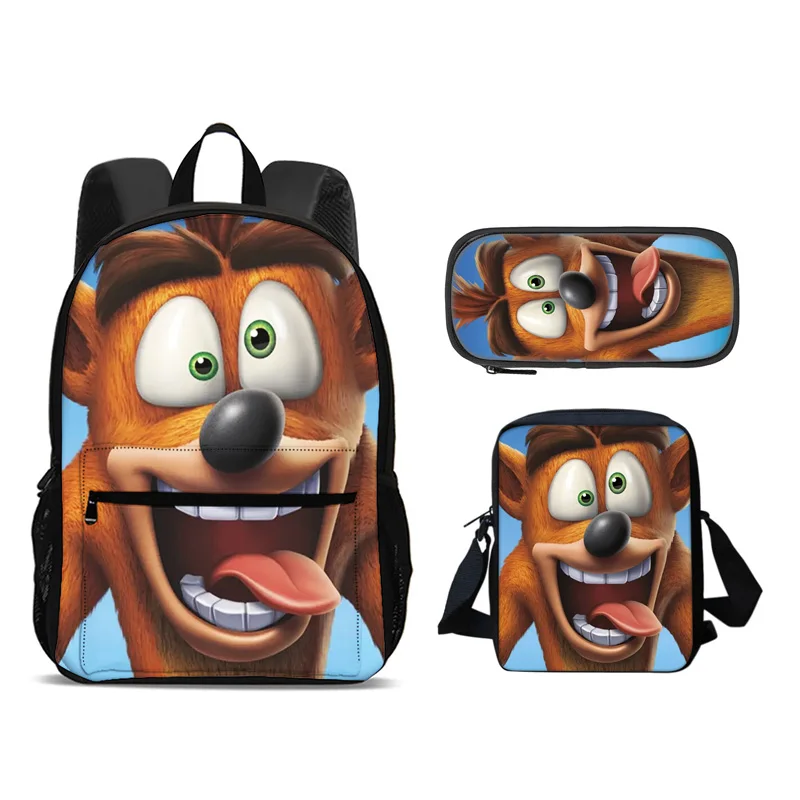 Crash Bandicoot backpack, pencil case, shoulder bag, 3Pcs Set, cartoon print, best school outdoor travel companion for students
Crash Bandicoot backpack, pencil case, shoulder bag, 3Pcs Set, cartoon print, best school outdoor travel companion for students