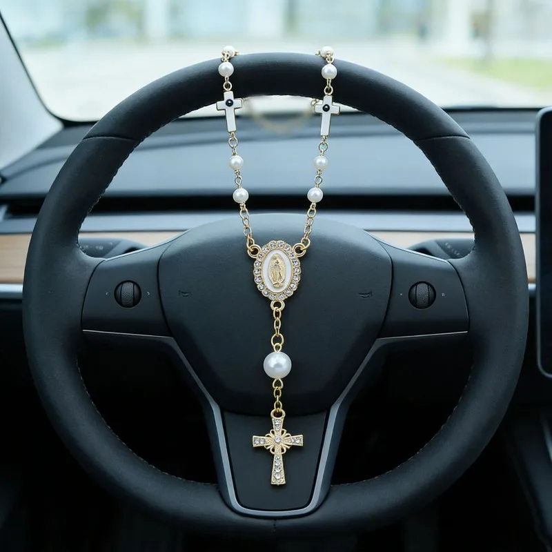 Pink Rosary Fashion Steering Wheel Ornament Car Hanging Pendant Peace Safety Symbol Religious Jewelry Interior Decor Women Gift
Pink Rosary Fashion Steering Wheel Ornament Car Hanging Pendant Peace Safety Symbol Religious Jewelry Interior Decor Women Gift