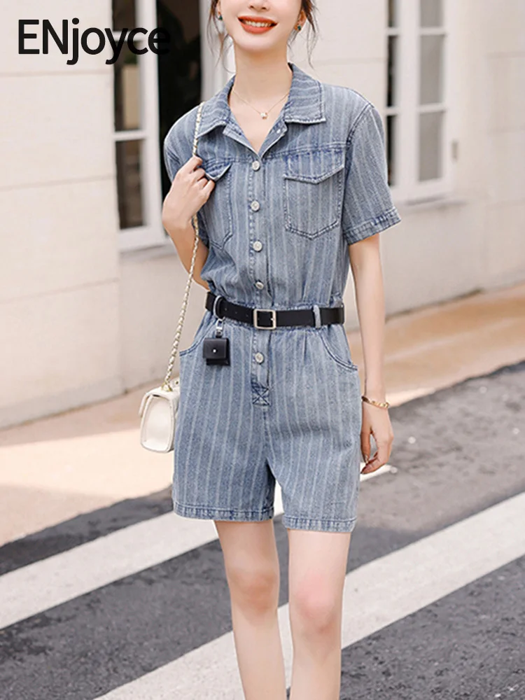 ENjoyce Summer Women Vintage Striped Denim Jumpsuit Shorts Rompers Ladies Jeans Overalls Casual Playsuits Streetwear Bodysuit
ENjoyce Summer Women Vintage Striped Denim Jumpsuit Shorts Rompers Ladies Jeans Overalls Casual Playsuits Streetwear Bodysuit