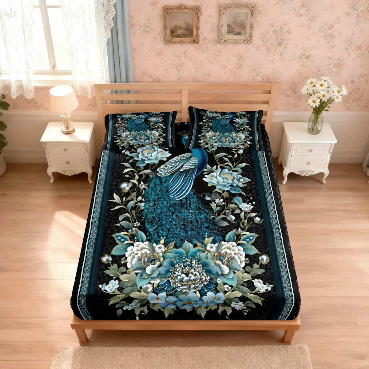 3pcs Floral Peacock Print Chipless Bed Sheet Set, Multi Size Soft Bed Cover, Bedroom Bedding Decoration
3pcs Floral Peacock Print Chipless Bed Sheet Set, Multi Size Soft Bed Cover, Bedroom Bedding Decoration