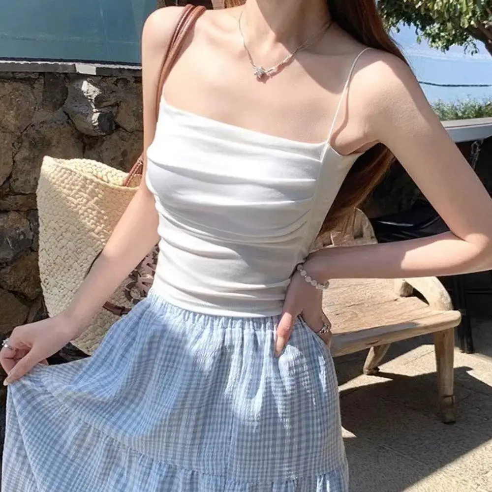 Summer Camisoles Tank Tops Women's Tops With Built In Bra Spaghetti Strap Tube Top Casual Woman Clothing Solid Color Cropped Top
Summer Camisoles Tank Tops Women's Tops With Built In Bra Spaghetti Strap Tube Top Casual Woman Clothing Solid Color Cropped Top