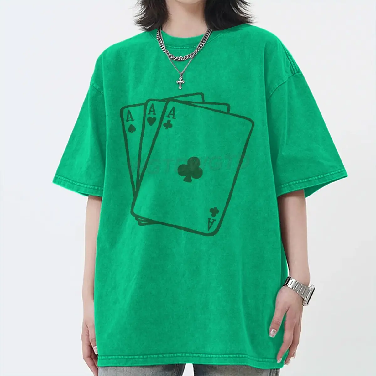 Washed Vintage Playing Cards St. Patrick's Day T-shirts Men's Clothing Hip Hop Retro Oversized T-shirt Fashion Trend Tee Shirt
Washed Vintage Playing Cards St. Patrick's Day T-shirts Men's Clothing Hip Hop Retro Oversized T-shirt Fashion Trend Tee Shirt