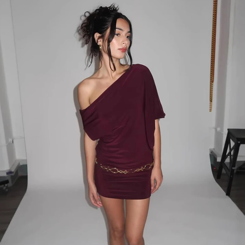 Tornova Slanted Shoulders Sexy Mini Dress Women's Slim Solid Color High Waist Dress Elegant Evening Party Dress Female Clothes
Tornova Slanted Shoulders Sexy Mini Dress Women's Slim Solid Color High Waist Dress Elegant Evening Party Dress Female Clothes