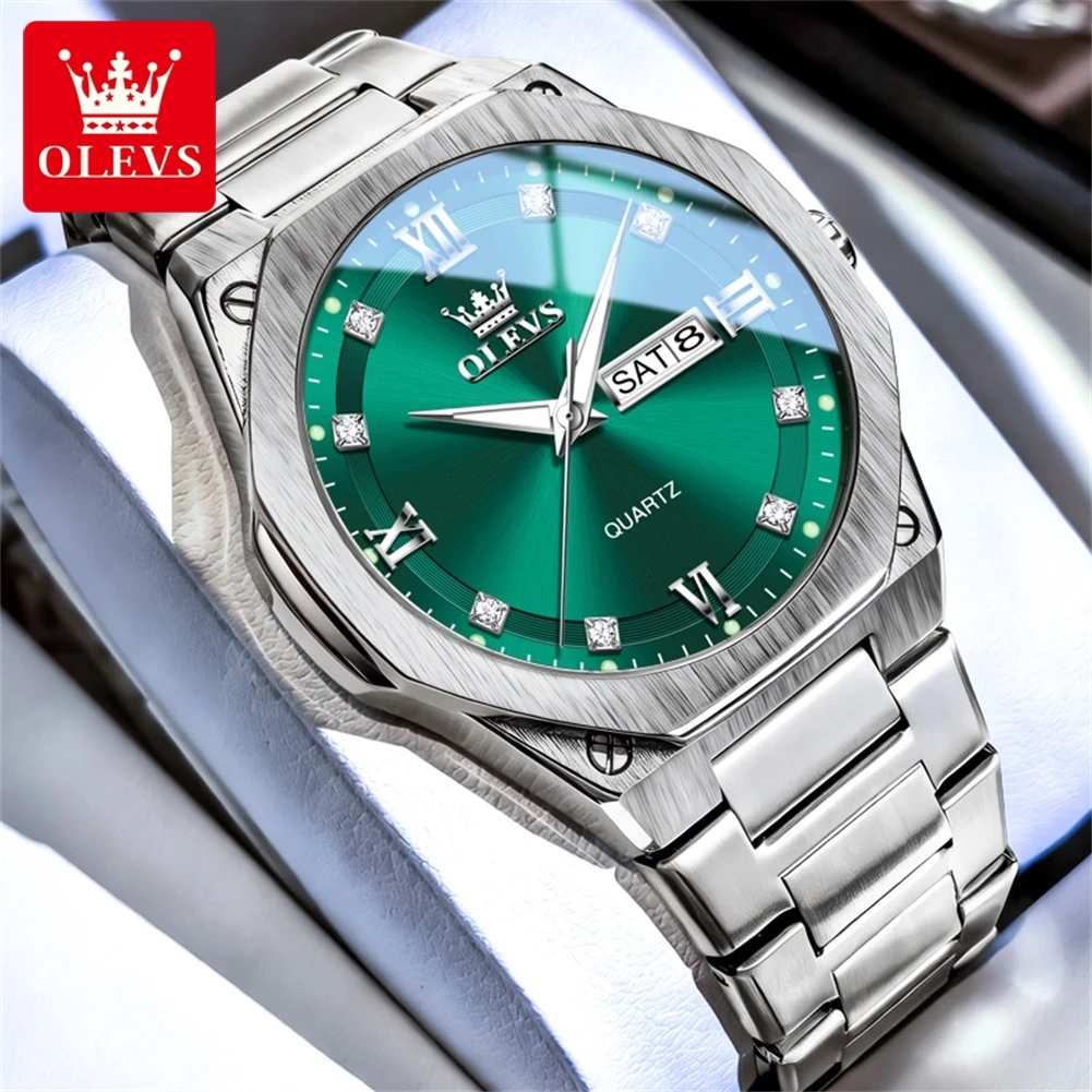 OLEVS Premium Men's Watches Luxury Stainless Steel Strap Octagonal Quartz Wristwatch Original Brands Fashion Green Dress Clock
OLEVS Premium Men's Watches Luxury Stainless Steel Strap Octagonal Quartz Wristwatch Original Brands Fashion Green Dress Clock