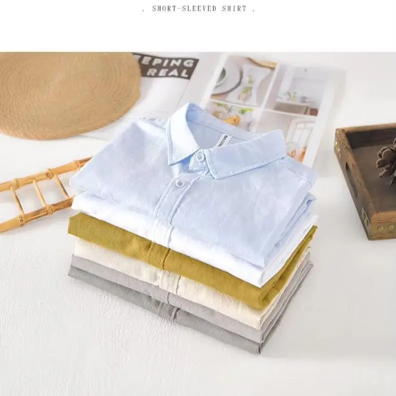 Lapel Cotton Linen Shirt Men Summer Simple Mens Short Sleeve Shirts Korean Style Clothes Causal Button Up Shirt Breathable Tops
Lapel Cotton Linen Shirt Men Summer Simple Mens Short Sleeve Shirts Korean Style Clothes Causal Button Up Shirt Breathable Tops