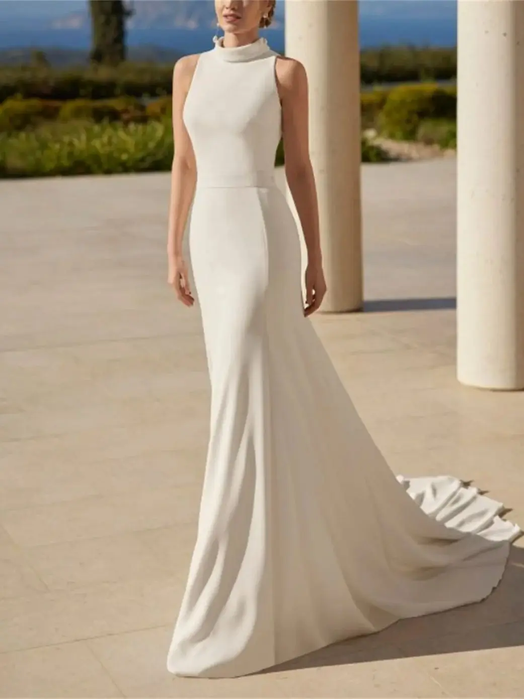 A-Line Simple White Wedding Dress High Neck Backless Bridal Dress Elegant Print Cut Maxi Tailing 2024 Custom Vestidos De Novia
A-Line Simple White Wedding Dress High Neck Backless Bridal Dress Elegant Print Cut Maxi Tailing 2024 Custom Vestidos De Novia