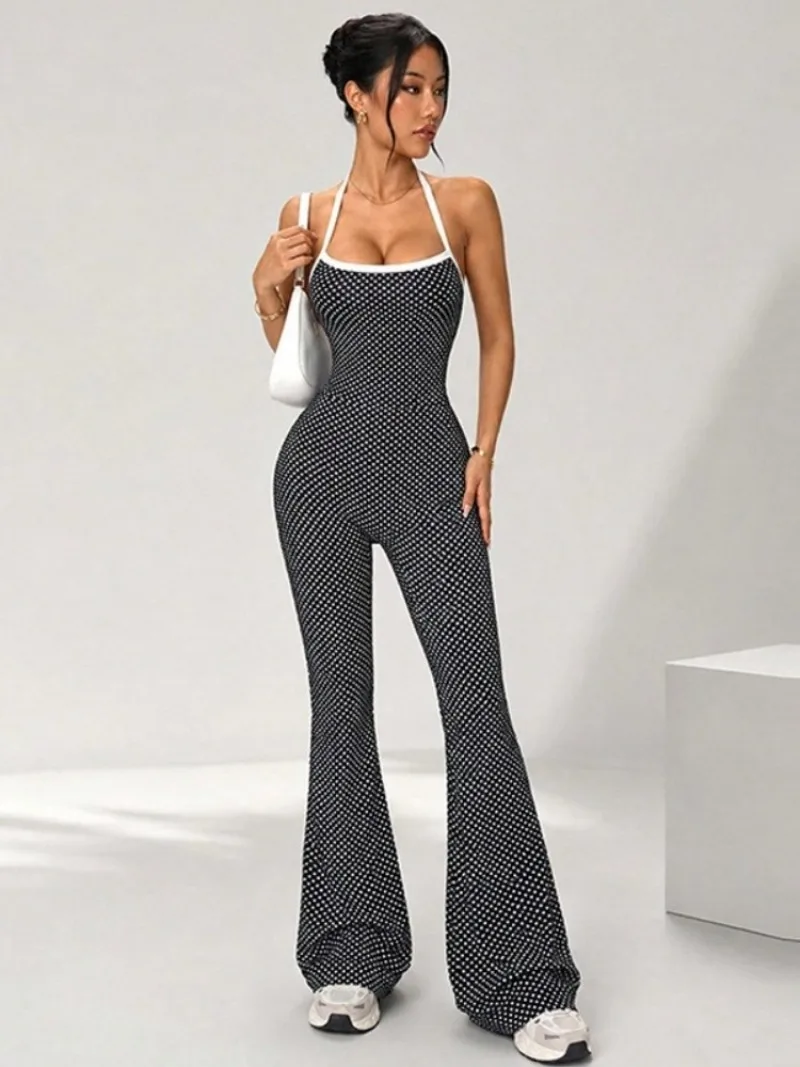Elegant Halter Neck Polka Dot Jumpsuits Yoga Sportwear Women Backless Sleeveless Running Fitness Overalls Female Gym Tracksuit
Elegant Halter Neck Polka Dot Jumpsuits Yoga Sportwear Women Backless Sleeveless Running Fitness Overalls Female Gym Tracksuit