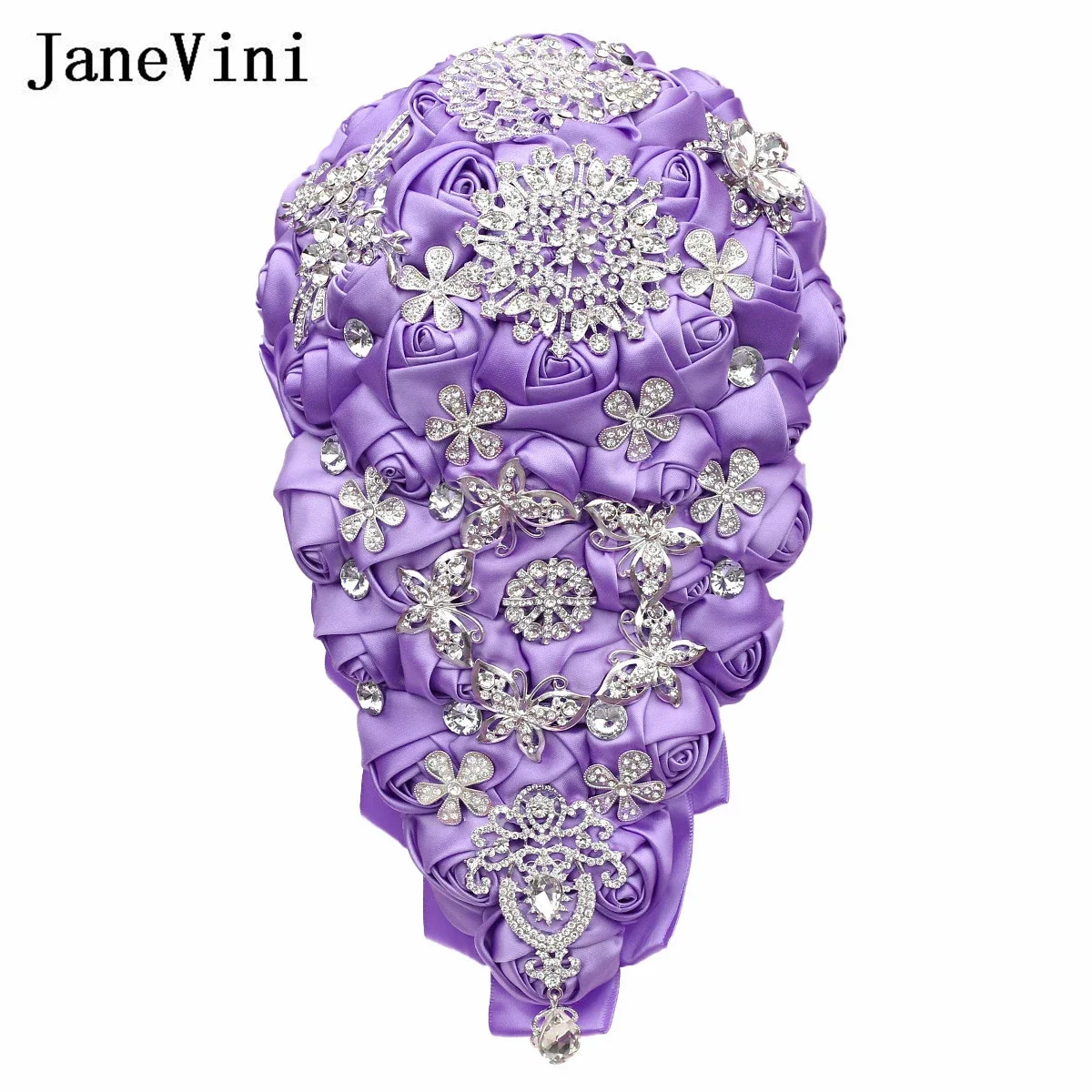 JaneVini Elegant Purple Wedding Bouquets Bridal Waterfall Satin Roses Silver Crystal Beaded Cascading Bouquet Bride Hand Flowers
JaneVini Elegant Purple Wedding Bouquets Bridal Waterfall Satin Roses Silver Crystal Beaded Cascading Bouquet Bride Hand Flowers