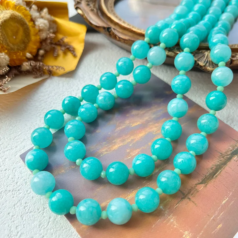 Ожерелье из круглых бусин Tiffany Blue, нежно-синий кварцит, минималистичный, элегантный, ручная работа, материал из натурального камня
Ожерелье из круглых бусин Tiffany Blue, нежно-синий кварцит, минималистичный, элегантный, ручная работа, материал из натурального камня