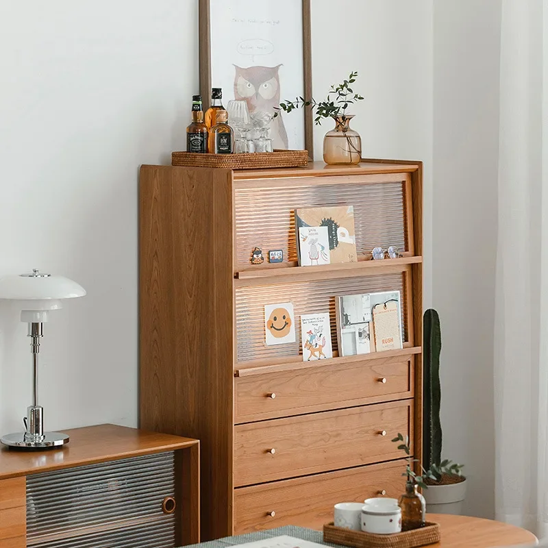 Nordic cherry wood cabinet magazine storage cabinet modern solid wood dining glass cabinet
Nordic cherry wood cabinet magazine storage cabinet modern solid wood dining glass cabinet