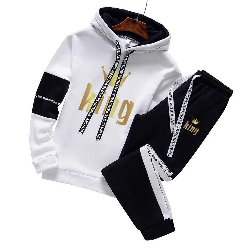 King Mens Tracksuit Casual Classic Black White Hooded Sweatshirt +Sweatpants 2 Piece Set High Quality Jogging Clothing Suit
King Mens Tracksuit Casual Classic Black White Hooded Sweatshirt +Sweatpants 2 Piece Set High Quality Jogging Clothing Suit