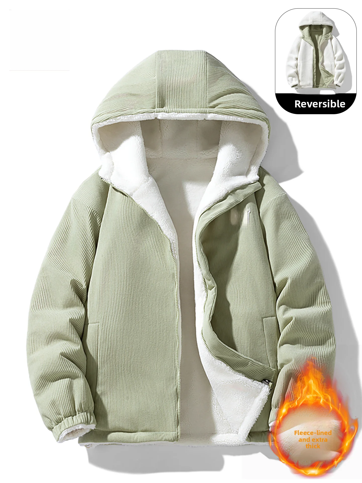 Double-Sided Wear Men's Autumn Winter Lamb Velvet Warm Hooded Corduroy Jaet Youth Faion Outerwear Breathable Zipper Closure
Double-Sided Wear Men's Autumn Winter Lamb Velvet Warm Hooded Corduroy Jaet Youth Faion Outerwear Breathable Zipper Closure