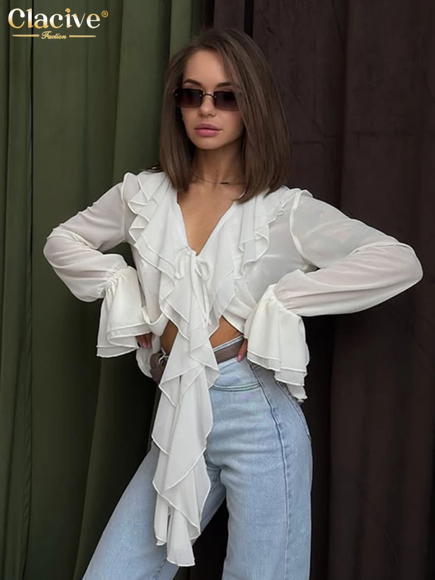 Clacive Fashion Loose White Women's Shirt 2025 Casual V-Neck Long Sleeve Shirts Elegant Classic Solid Ruffle Top Female Clothing
Clacive Fashion Loose White Women's Shirt 2025 Casual V-Neck Long Sleeve Shirts Elegant Classic Solid Ruffle Top Female Clothing
