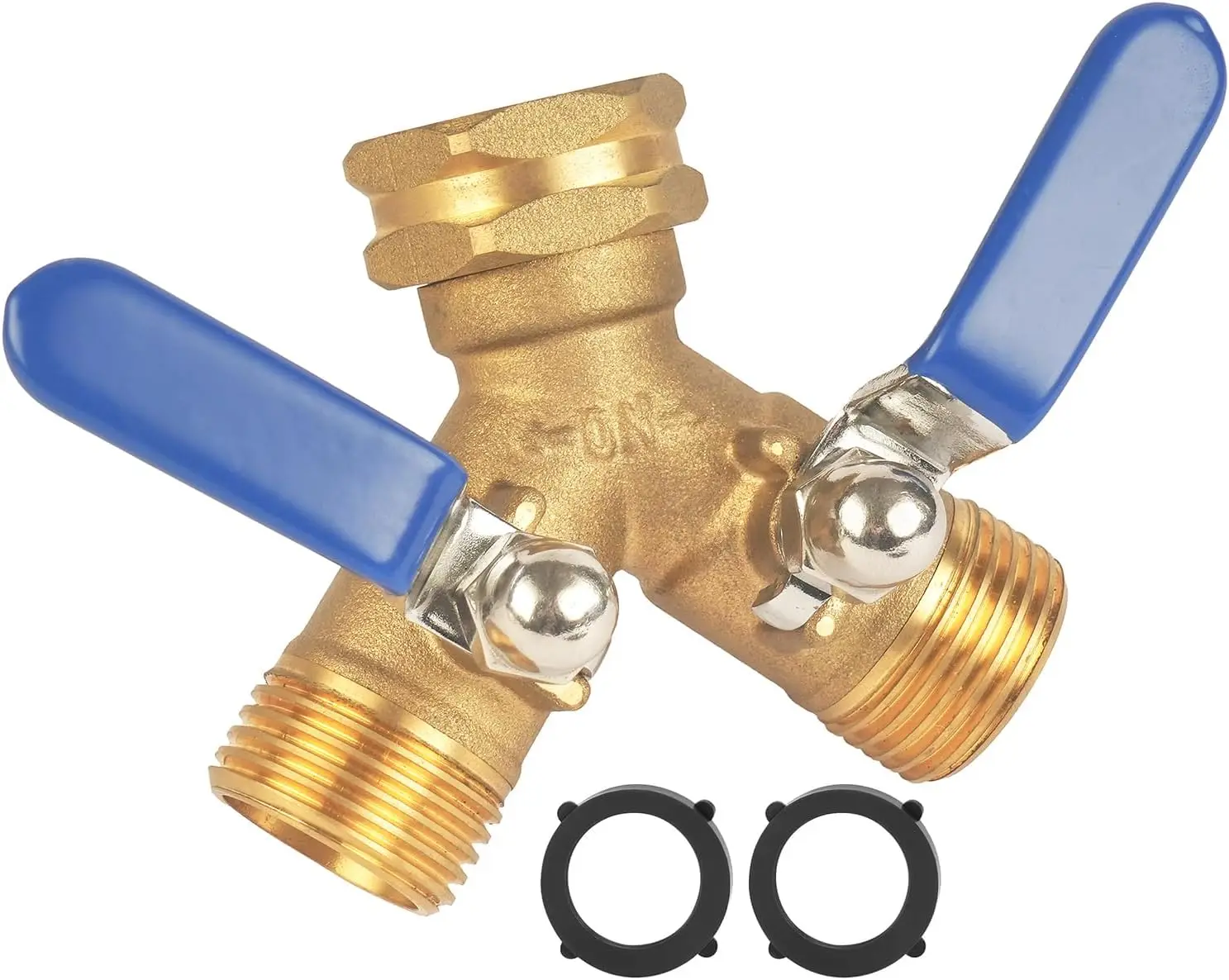 2-Way Heavy Duty Brass Garden Hose Splitter, Full Flow Water Y Valve with Easy-Turn Handle, 3/4" GHT Outdoor Fauce
2-Way Heavy Duty Brass Garden Hose Splitter, Full Flow Water Y Valve with Easy-Turn Handle, 3/4" GHT Outdoor Fauce
