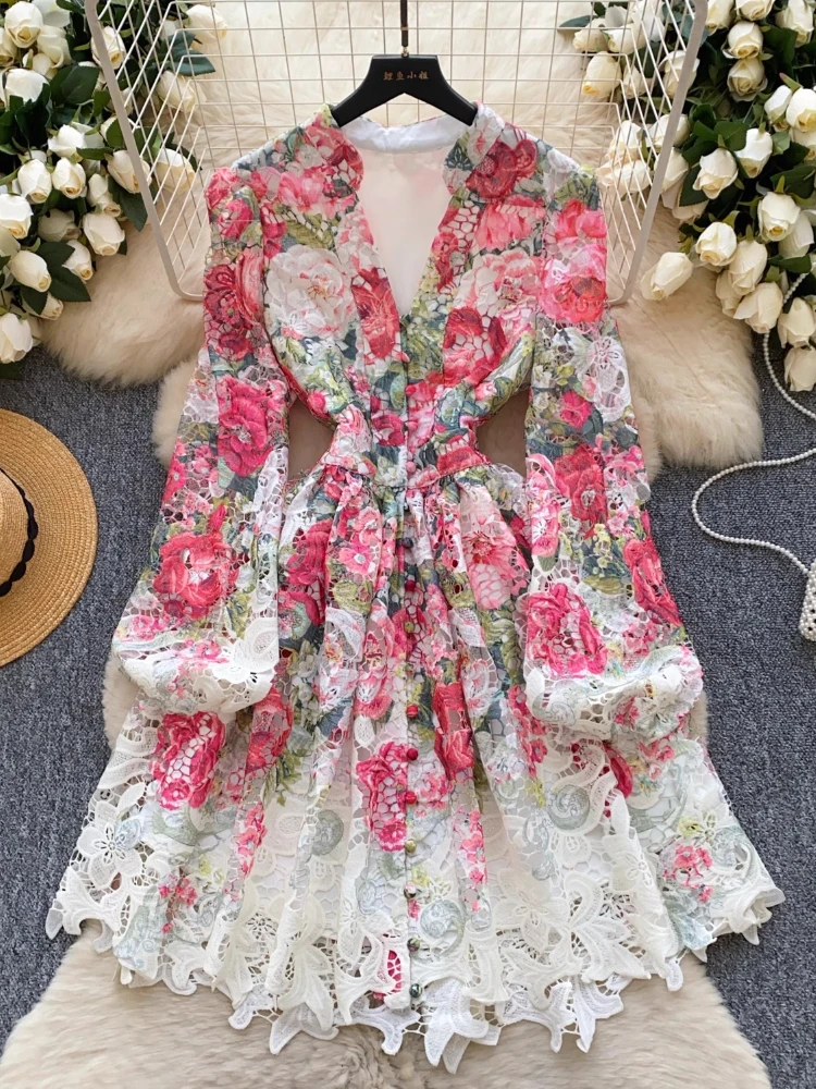 Luxury Fancy Flower Embroidery Short Evening Dresses Women Summer Autumn Holiday Hollow Out Long Lantern Sleeve Mini Party Dress
Luxury Fancy Flower Embroidery Short Evening Dresses Women Summer Autumn Holiday Hollow Out Long Lantern Sleeve Mini Party Dress
