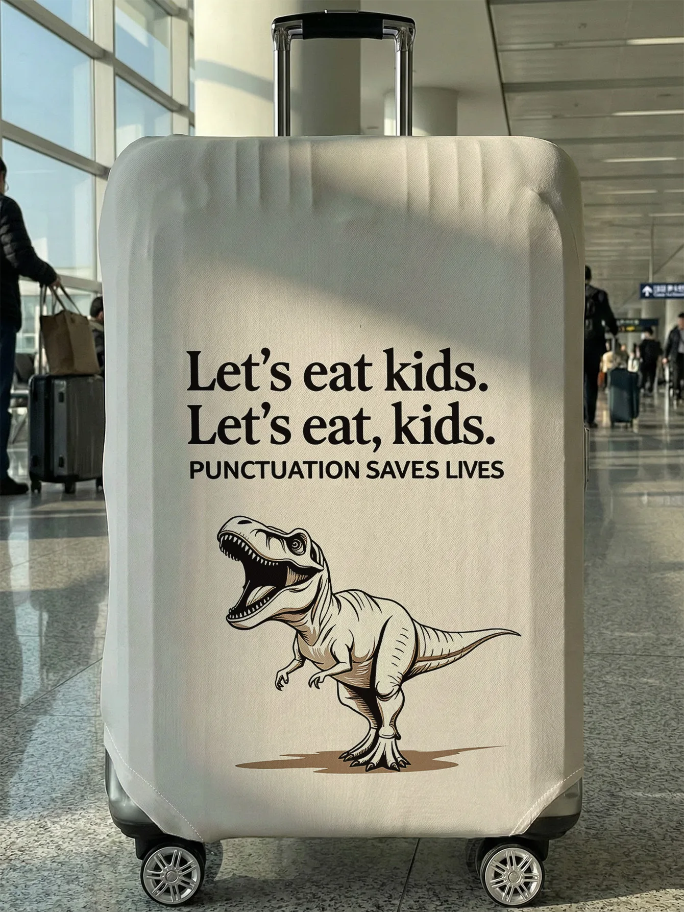 T-Rex Punctuation Meme Funny Luggage Cover, Suitable for 18-32 Inch Luggage Cover, Luggage Handle Glove, Travel Accessories
T-Rex Punctuation Meme Funny Luggage Cover, Suitable for 18-32 Inch Luggage Cover, Luggage Handle Glove, Travel Accessories