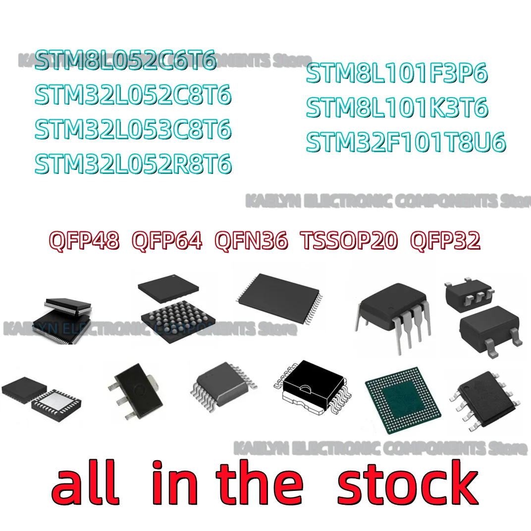 5 шт STM8L052C6T6 STM32L052C8T6 STM32L053C8T6 STM32L052R8T6 QFP64 STM8L101F3P6 TSSOP20 STM8L101K3T6 QFP32 STM32F101T8U6 QFN36
5 шт STM8L052C6T6 STM32L052C8T6 STM32L053C8T6 STM32L052R8T6 QFP64 STM8L101F3P6 TSSOP20 STM8L101K3T6 QFP32 STM32F101T8U6 QFN36