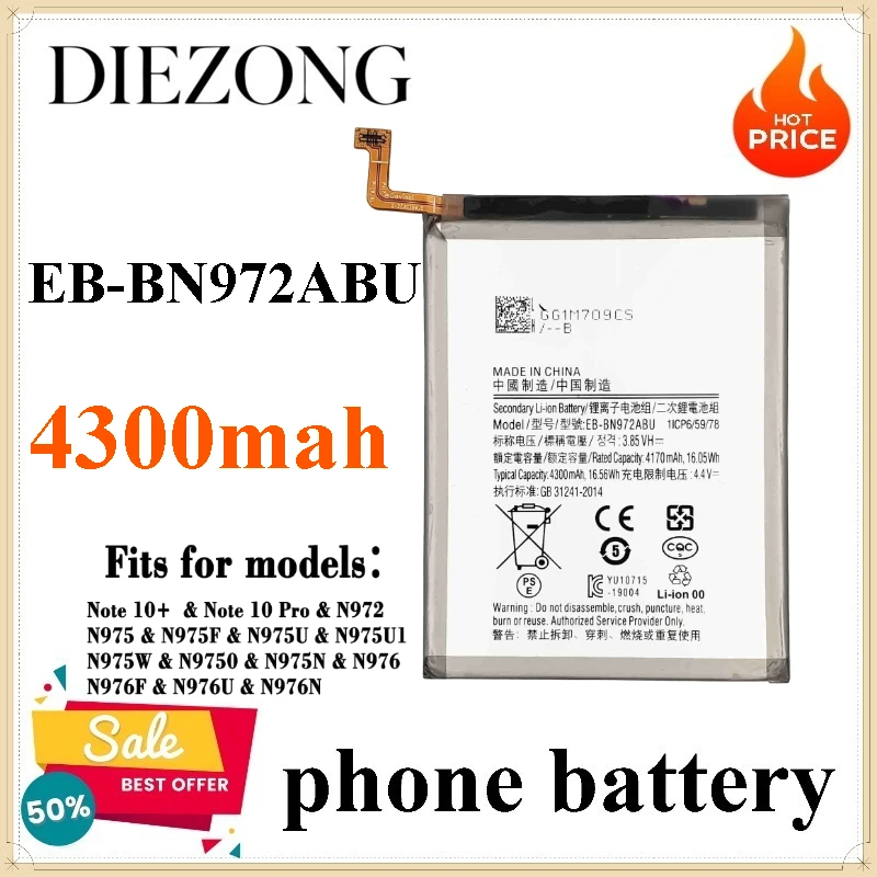 New Battery EB-BN972ABU for Samsung Galaxy Note 10+/Note10 Pro Mobile Phone Batteries
New Battery EB-BN972ABU for Samsung Galaxy Note 10+/Note10 Pro Mobile Phone Batteries