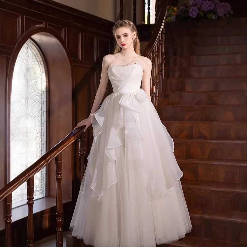 White Strapless Light Wedding Dress, French Wedding Engagement Dress, Coming of Age Ceremony, Birthday Party, Princess Dress
White Strapless Light Wedding Dress, French Wedding Engagement Dress, Coming of Age Ceremony, Birthday Party, Princess Dress