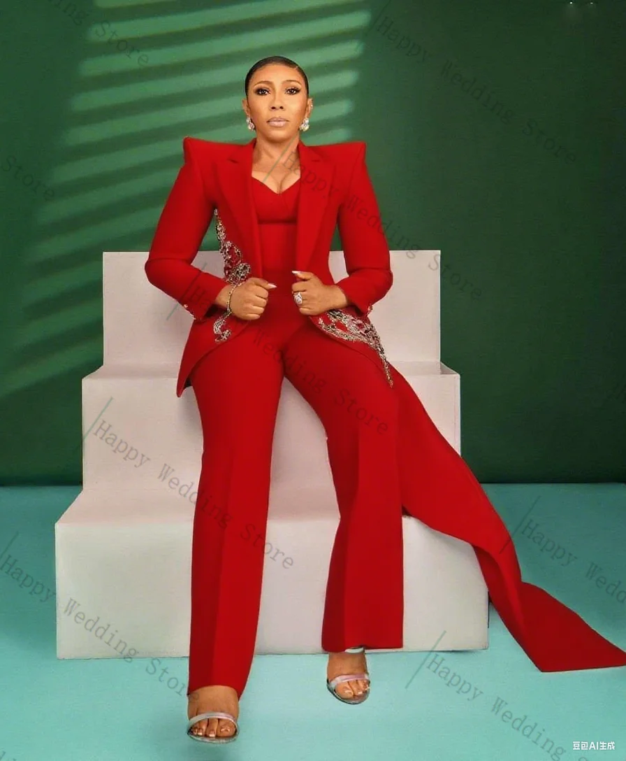 Red Women Suit Set 2 Piece Long Blazer+ Pants Trousers Crystals Formal Office Lady Jacket Customized Wedding Prom Party Coat
Red Women Suit Set 2 Piece Long Blazer+ Pants Trousers Crystals Formal Office Lady Jacket Customized Wedding Prom Party Coat
