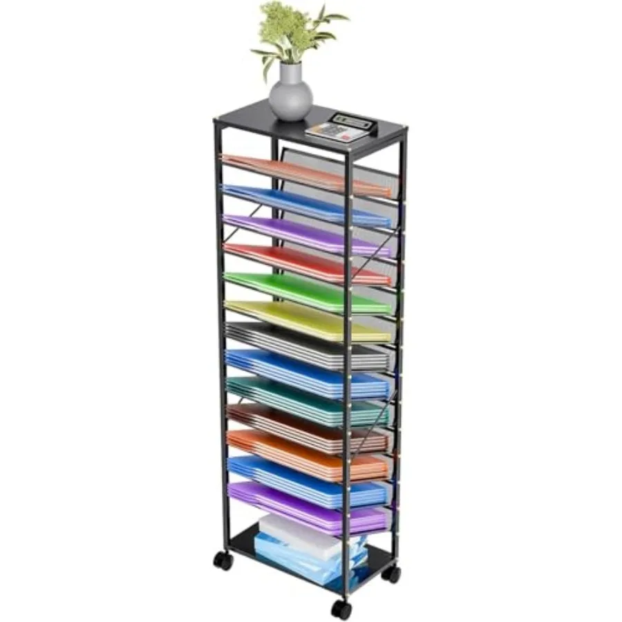 15 Tier Rolling File Cart, Sturdy and Durable Desk File Organizer with Metal Mesh Letter Tray, Heavy-Duty Rolling Clutter Cart
15 Tier Rolling File Cart, Sturdy and Durable Desk File Organizer with Metal Mesh Letter Tray, Heavy-Duty Rolling Clutter Cart